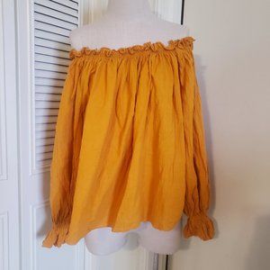 Anna Konya Mustard Yellow Peasant Blouse Medieval